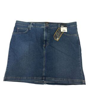 Lee Womens Deep Blue Denim Skort Size 20 Medium Stretch Cotton Blend Fit